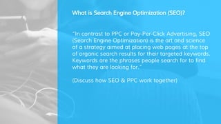 FREE ORGANIC
Free listings appear after the paid
listings, usually in positions #4-10 or
#4-12 depending on the search
performed.
FREE MAPS
Local pack listings can appear for
searches Google things are more
local in nature.
Example: “Pizza shops near me”
KNOWLEDGE GRAPH
Typically brand searches for specific
companies or places will appear to
the right or under the search box
with few if any paid listings.
Place your screenshot here
 