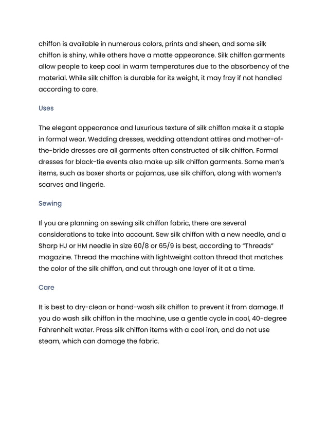 What Is Silk Chiffon Fabric