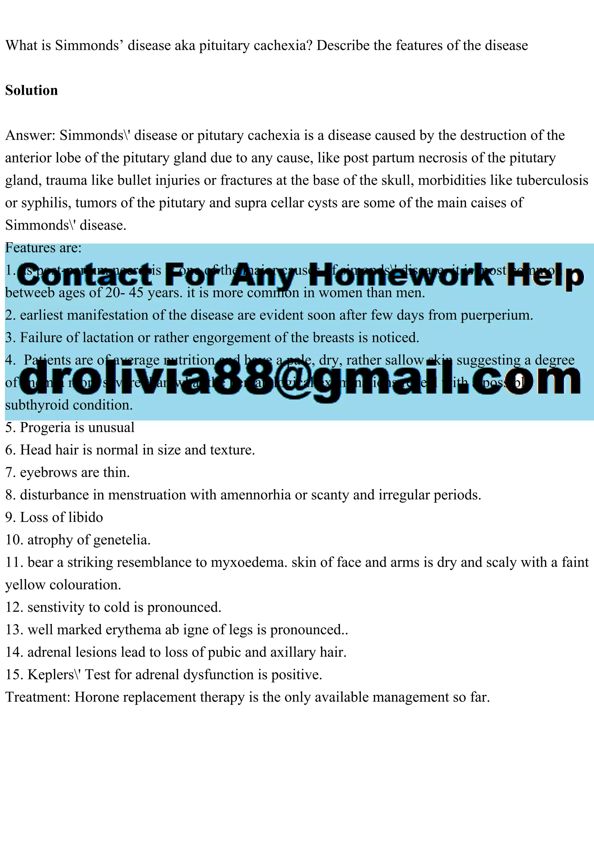 What is Simmonds’ disease aka pituitary cachexia Describe the featu.pdf