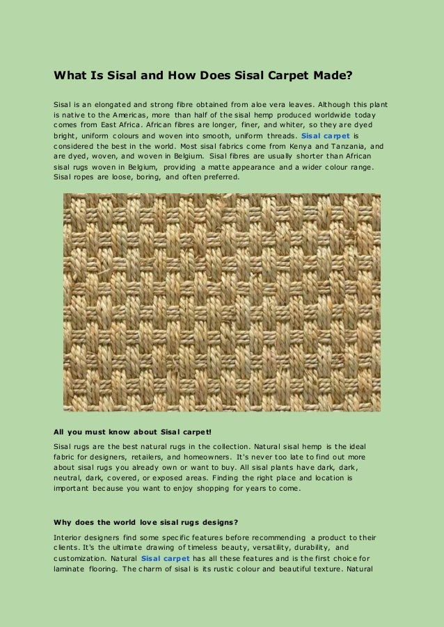 What is sisal and how does sisal carpet made