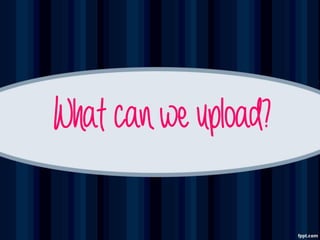 What can we upload?
 