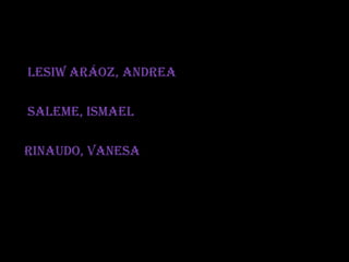 Lesiw Aráoz, AndreA
sALeme, ismAeL
rinAudo, VAnesA
 