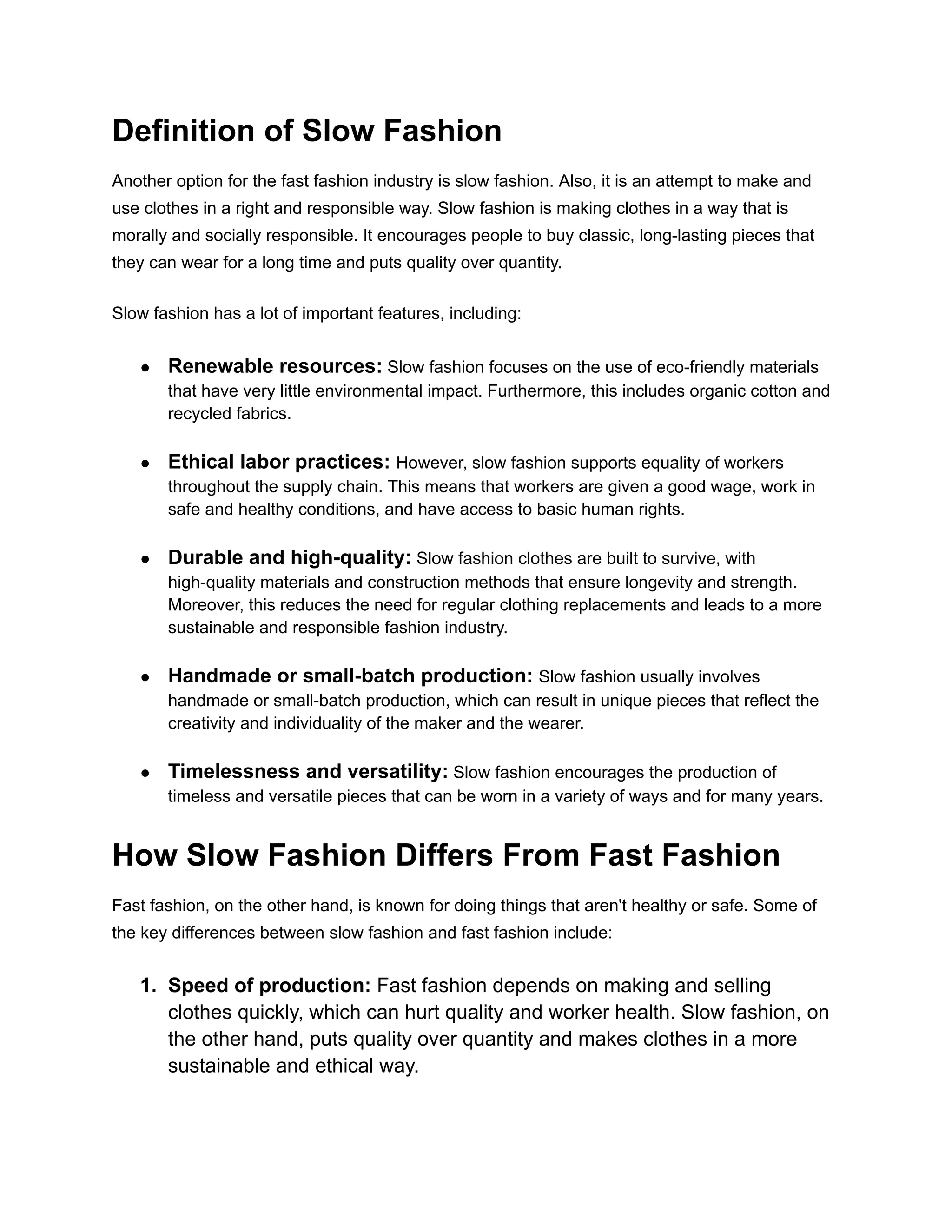 Slow Fashion vs. Fast Fashion: Key Differences and Impact | PDF