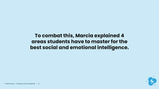 To combat this, Marcia explained 4
areas students have to master for the
best social and emotional intelligence.
© 2020 Dyknow – Proprietary and Confidential | 13
 