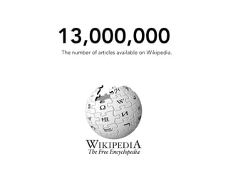 13,000,000
The number of articles available on Wikipedia.
 