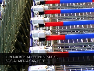 photo by gari.baldi on flickr.com




IF YOUR REPEAT BUSINESS SUCKS,
SOCIAL MEDIA CAN HELP.
 