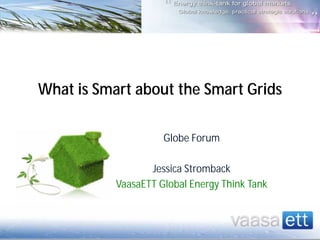 What is Smart about the Smart Grids
Globe Forum
Jessica Stromback
VaasaETT Global Energy Think Tank