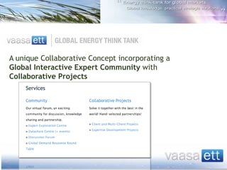 A unique Collaborative Concept incorporating a
Global Interactive Expert Community with
Collaborative Projects