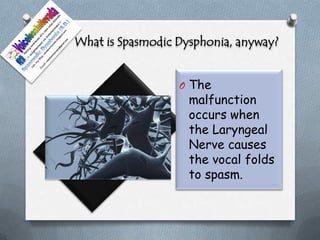 What Is Spasmodic Dysphonia Anyway 3 May 2012 | PPTX
