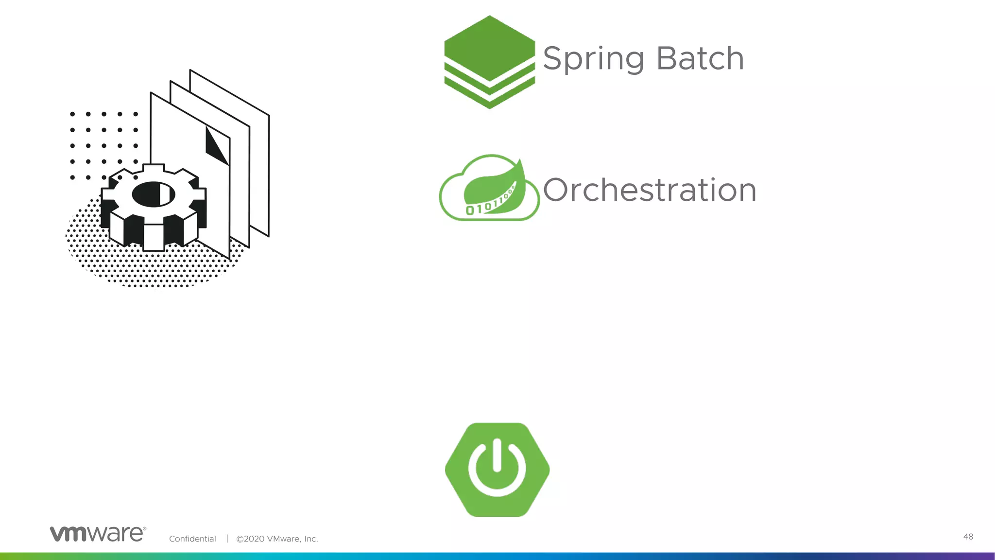 Confidential │ ©2020 VMware, Inc. 48
Spring Batch
Orchestration
 