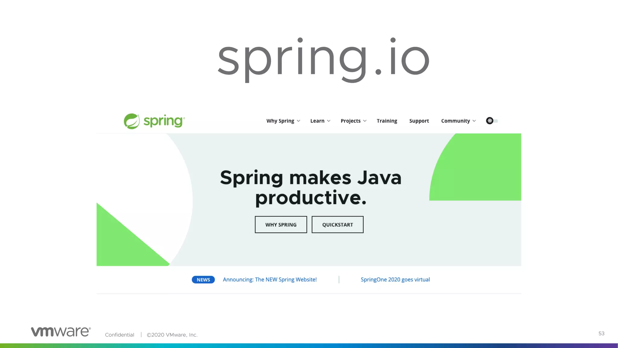 Confidential │ ©2020 VMware, Inc. 53
spring.io
 