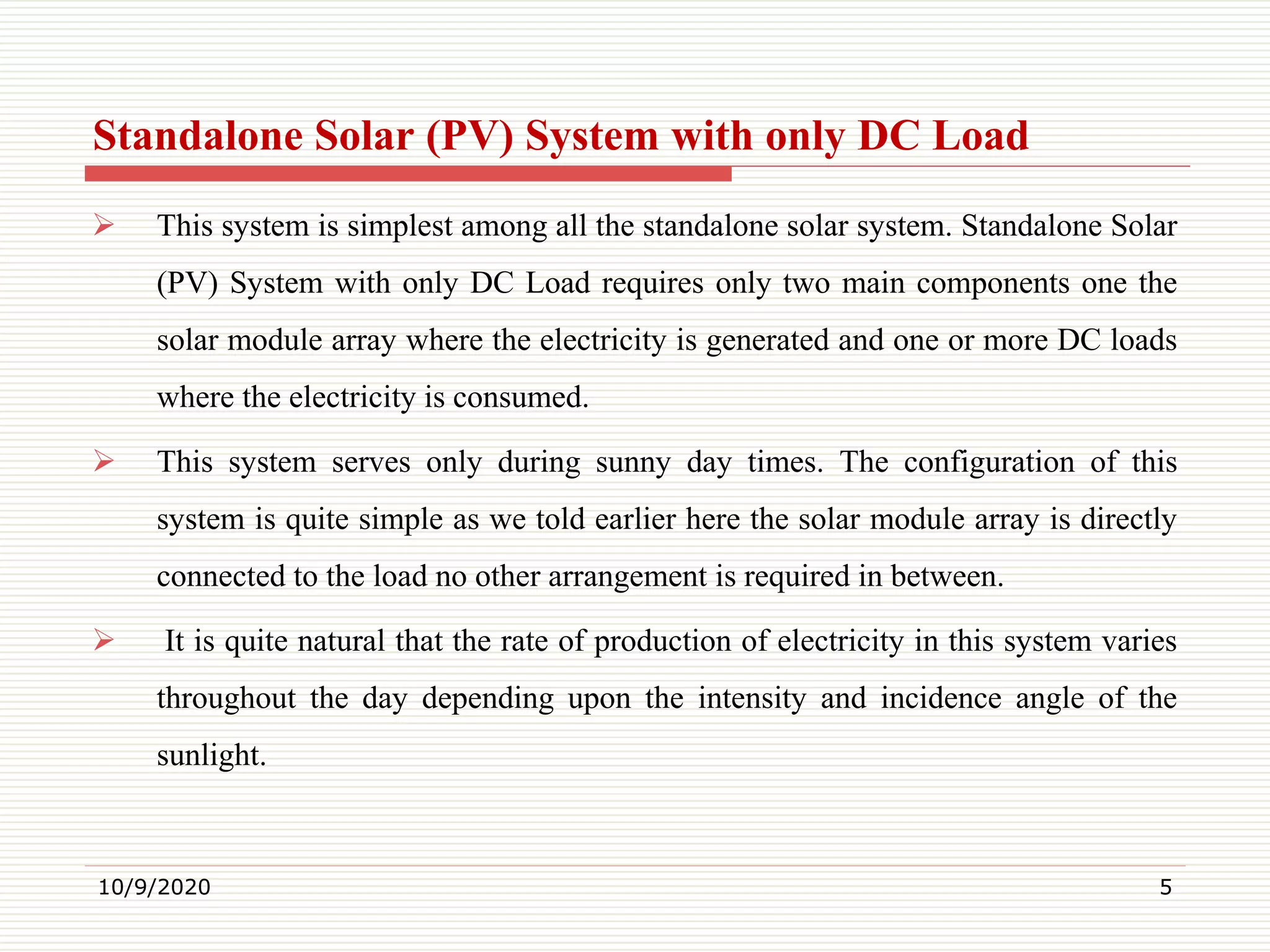 Standalone System Example What is standalone solar electric system? | PDF