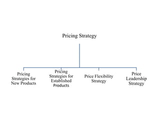 Pricing Strategy




                    Pricing
   Pricing       Strategies for
                                                        Price
                                  Price Flexibility
Strategies for    Established         Strategy
                                                      Leadership
New Products       Products                            Strategy
 
