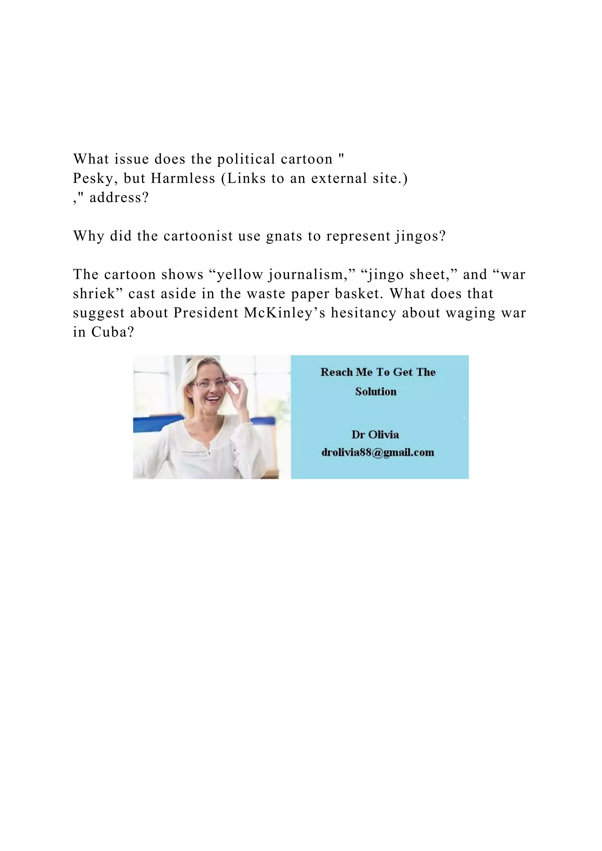 What issue does the political cartoon Pesky, but Harmless (.docx