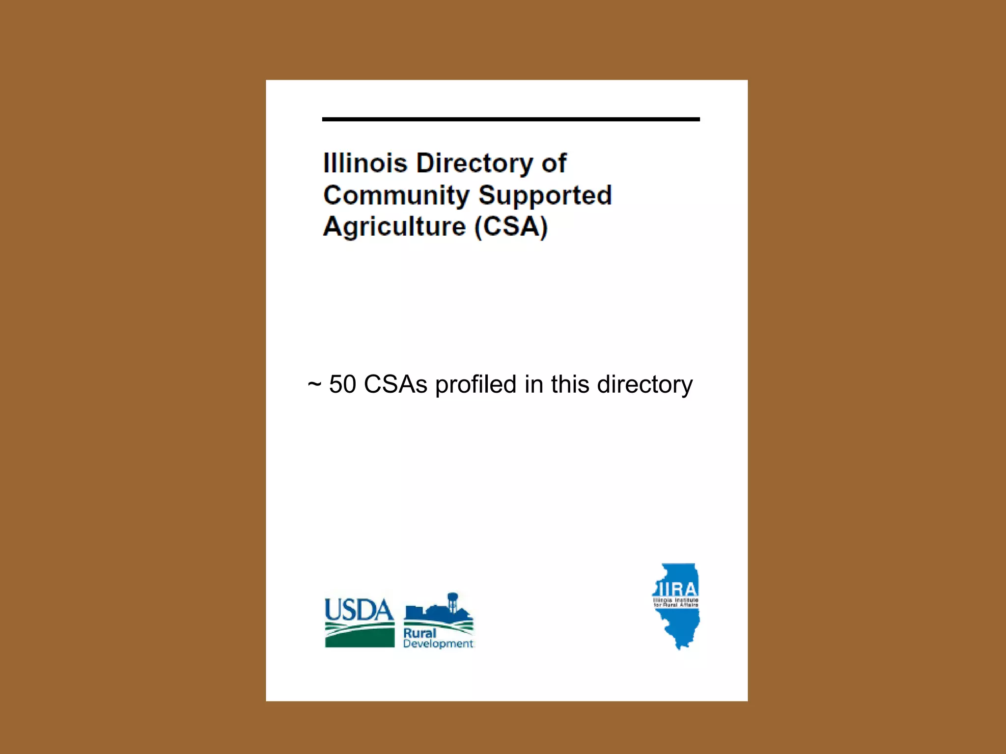 ~ 50 CSAs profiled in this directory
 