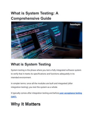 What is System Testing_ A Comprehensive Guide | PDF