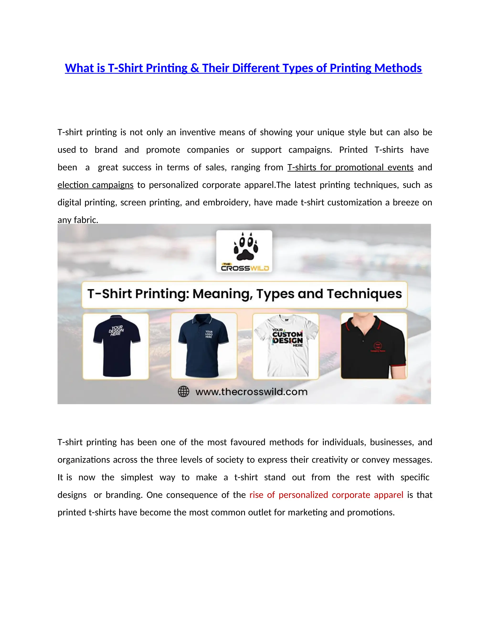 What Is T-Shirt Printing & Their Different Types Of Printing Methods | PPT