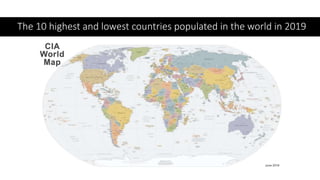 The 10 highest and lowest countries populated in the world in 2019
 