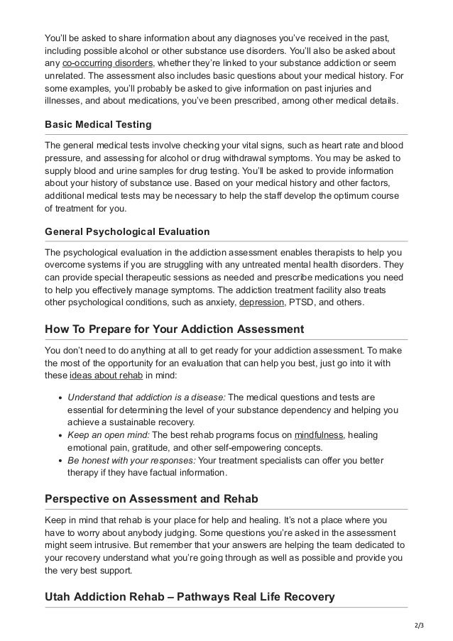 What Is The Addiction Assessment?