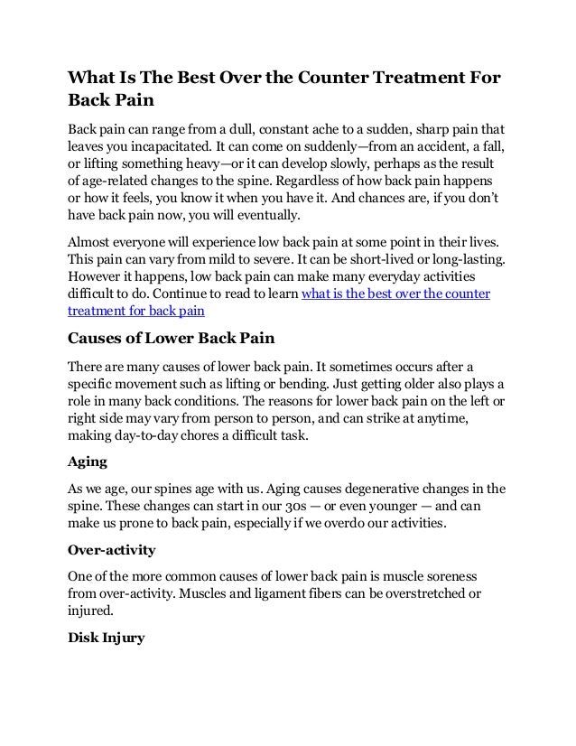 What is the best over the counter treatment for back pain