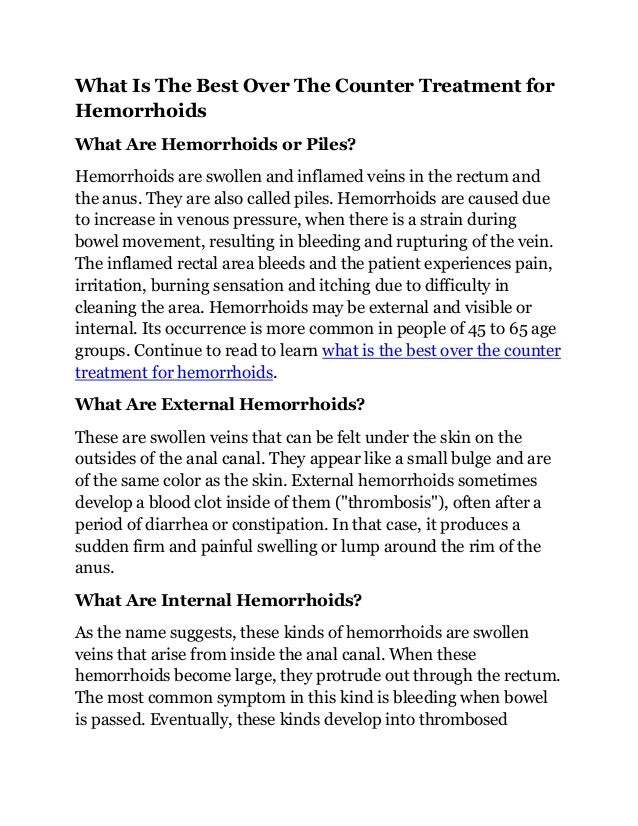 What is the best over the counter treatment for hemorrhoid