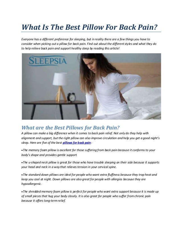 What Is The Best Pillow For Back Pain.ppt