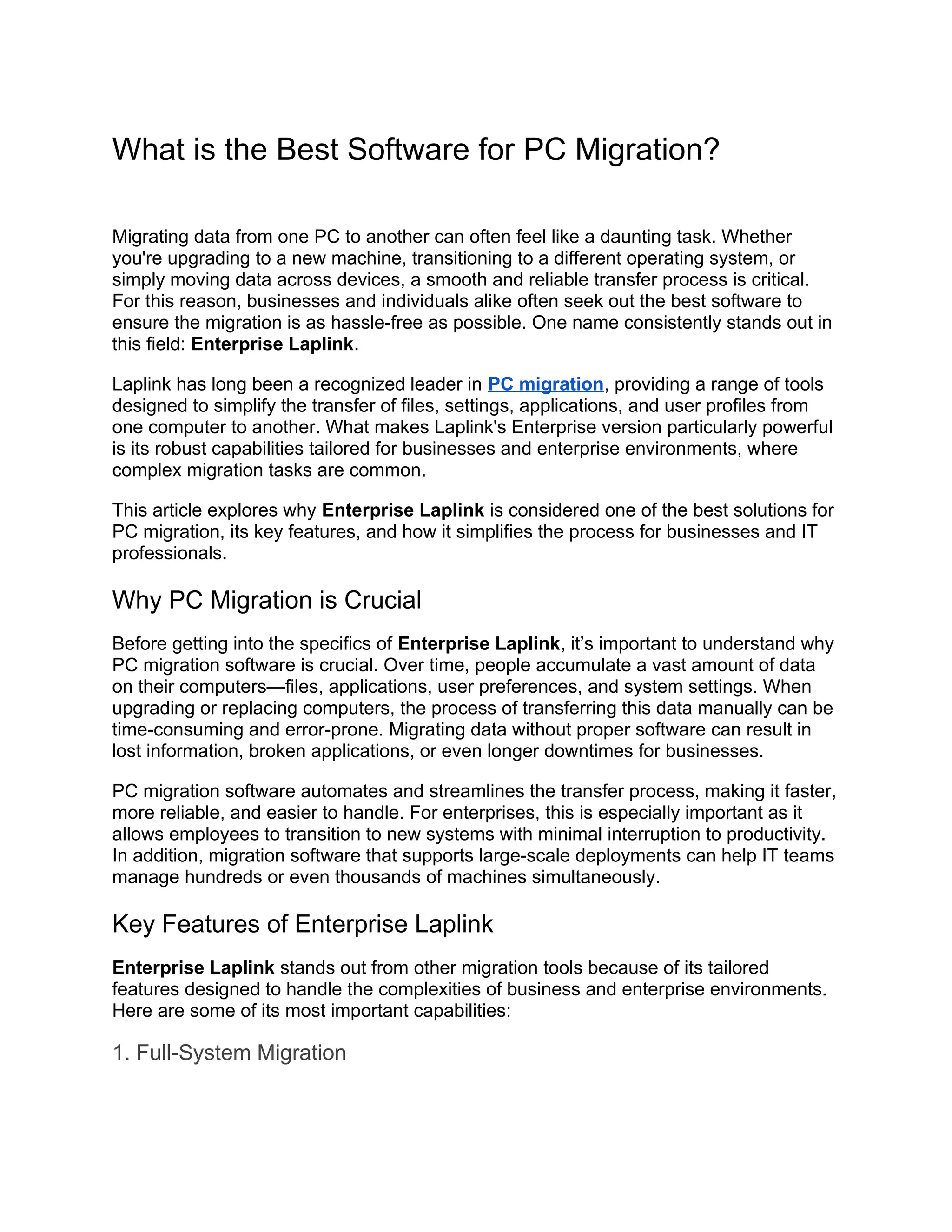 What is the best software for pc migration docx