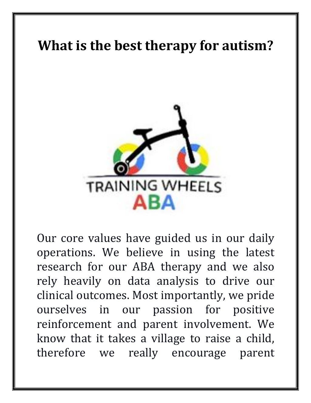 What is the best therapy for autism?