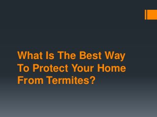 What Is The Best Way
To Protect Your Home
From Termites?

 