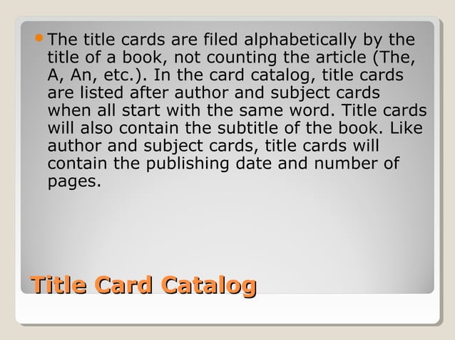 CARD CATALOG/ELEMENTARY