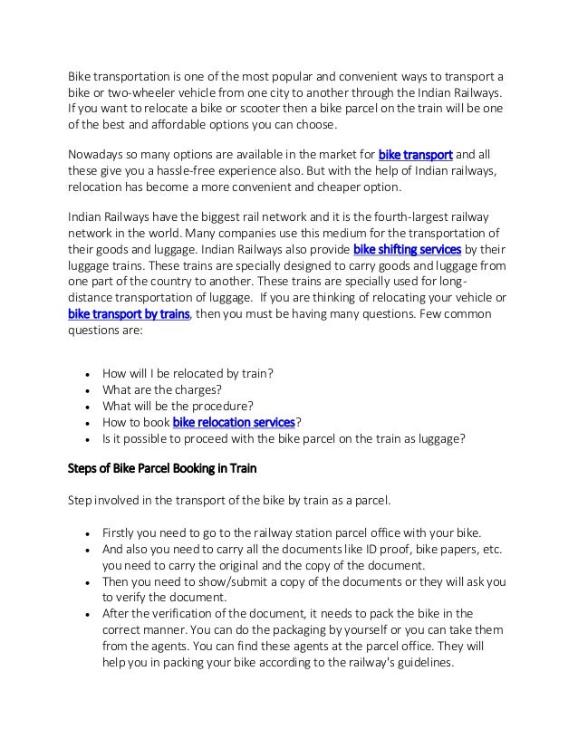 What is the cost of transporting a bike by train.pdf