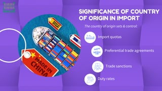 HOW TO DETERMINE
COUNTRY OF ORIGIN?
If any of the numerous free trade agreements
or duty preference schemes apply to the
i...