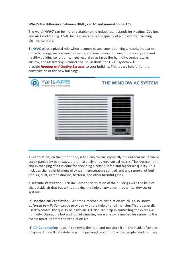 What is the Differance between HVAC, Normal AC and car AC by PartsAPS