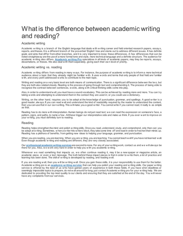 What is the difference between academic writing and reading | DOCX ...