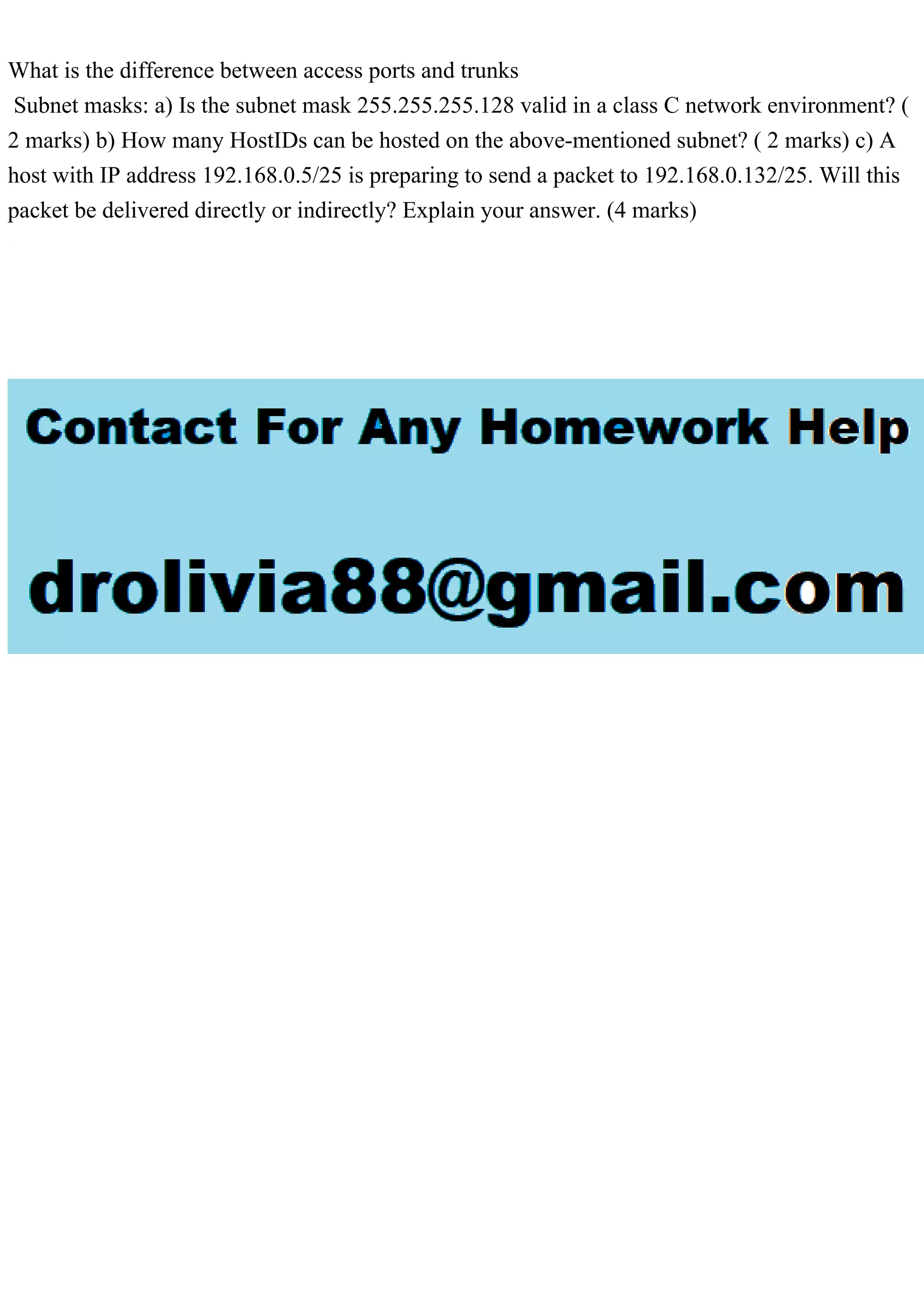 What is the difference between access ports and trunks mask.pdf