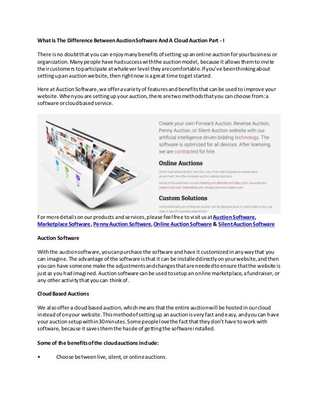 what is the difference between auction software and a cloud auction p free silent auction app