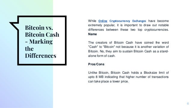 Bitcoin cash difference