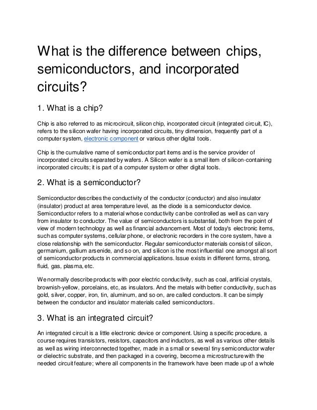 What is the difference between chips, semiconductors, and incorporated