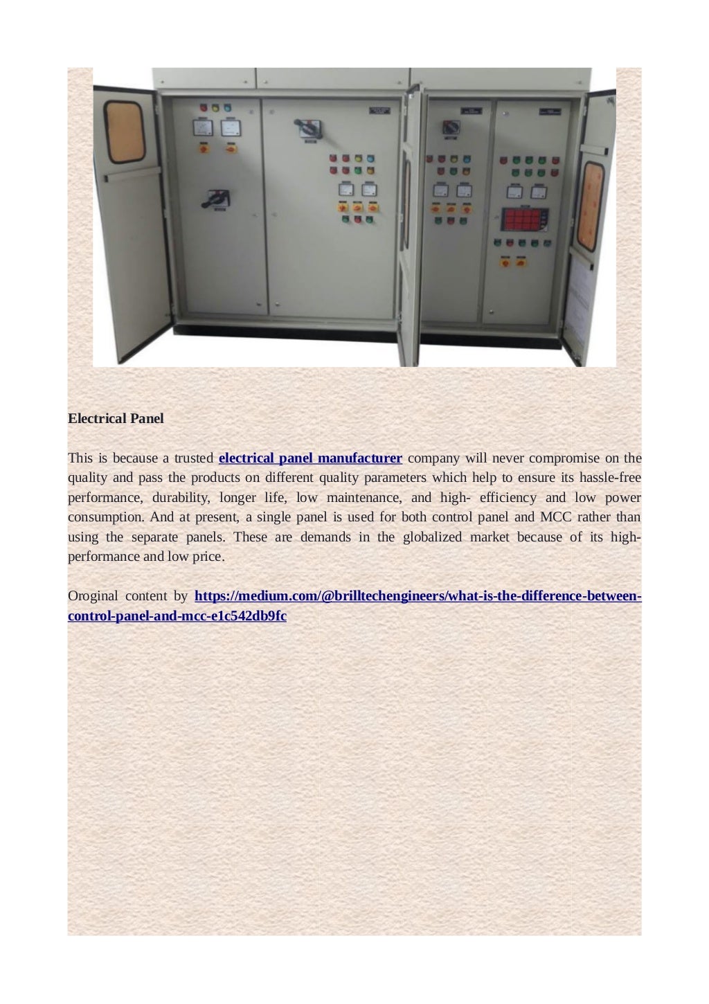 What is the difference between control panel and mcc?