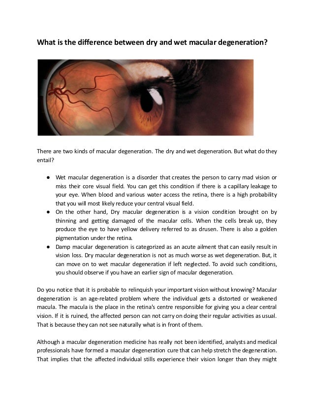 What Is The Difference Between Dry And Wet Macular Degeneration