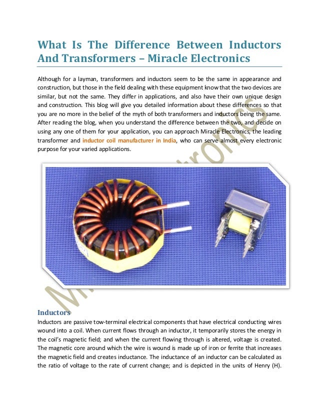 What Is The Difference Between Inductors And Transformers Miracle