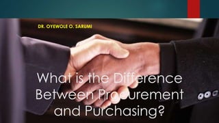 What is the Difference
Between Procurement
and Purchasing?
DR. OYEWOLE O. SARUMI
 