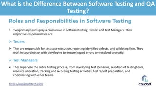 Testing Related Job Roles What is the Difference Between Software Testing and QA Testing.pptx