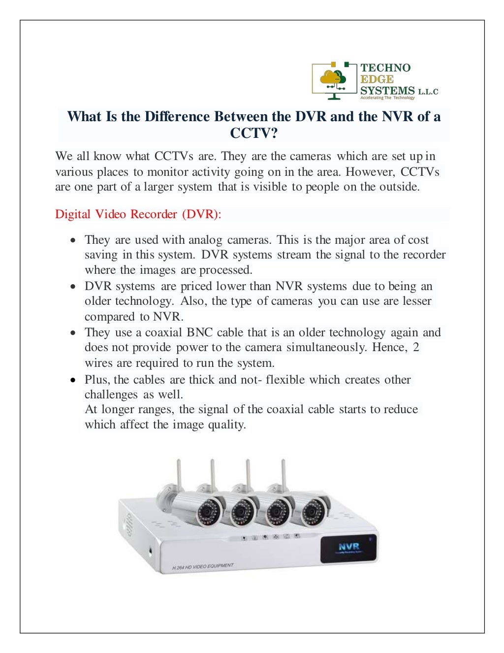What Is the Difference Between the DVR and the NVR of a CCTV?