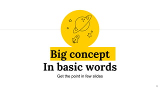 Big concept
In basic words
Get the point in few slides
3
 