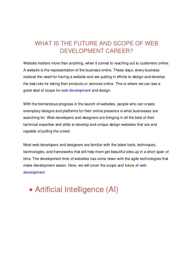 What is the future and scope of web development career?