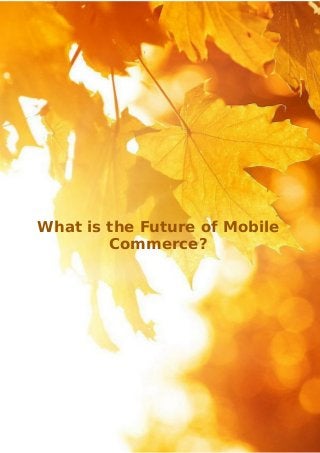 What is the Future of Mobile
Commerce?
 
