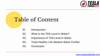 Tesla Tds What is the Ideal TDS Level in Alkaline Water Purifier?- Tesla Healthy ...