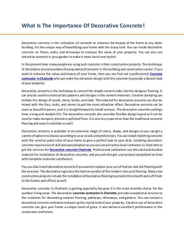 What is the importance of decorative concrete