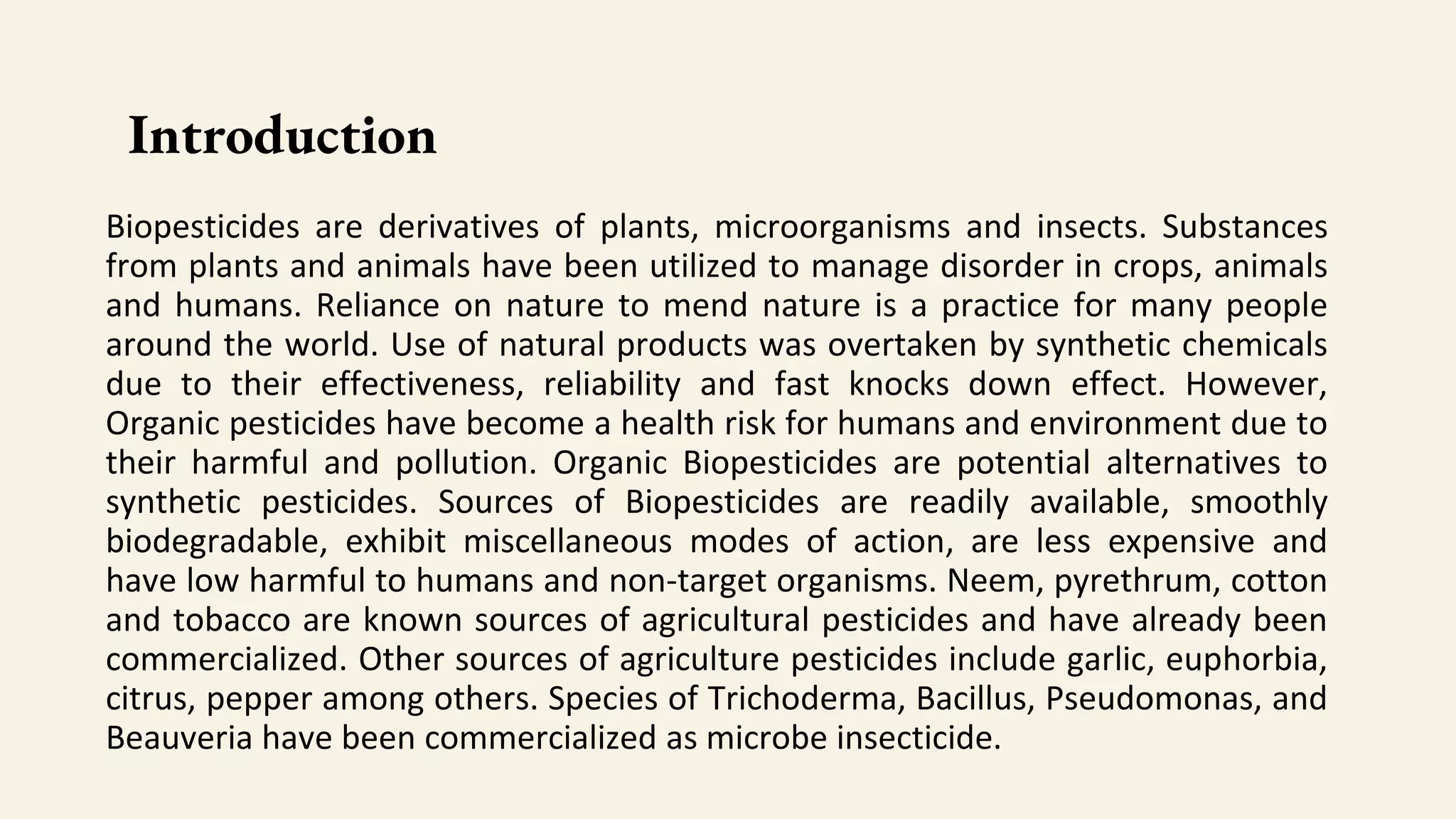 What is the importance of organic Biopesticides in farming | PPTX